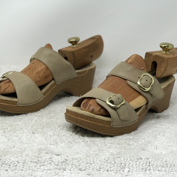 Dansko Shoes - Dansko Sophie Beige Leather Two Strap Sandals 42